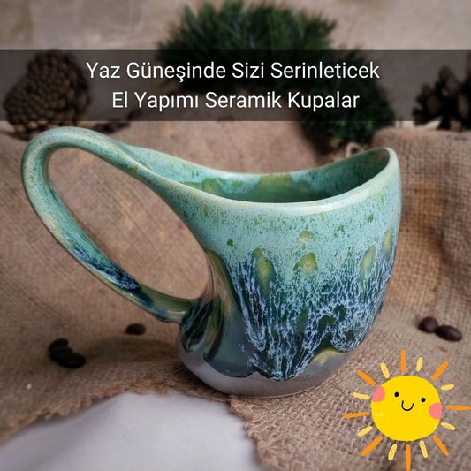 Yaz Güneşinde Sizi Serinleticek El Yapımı Seramik Kupalar - Gülsüm Sanat Evi