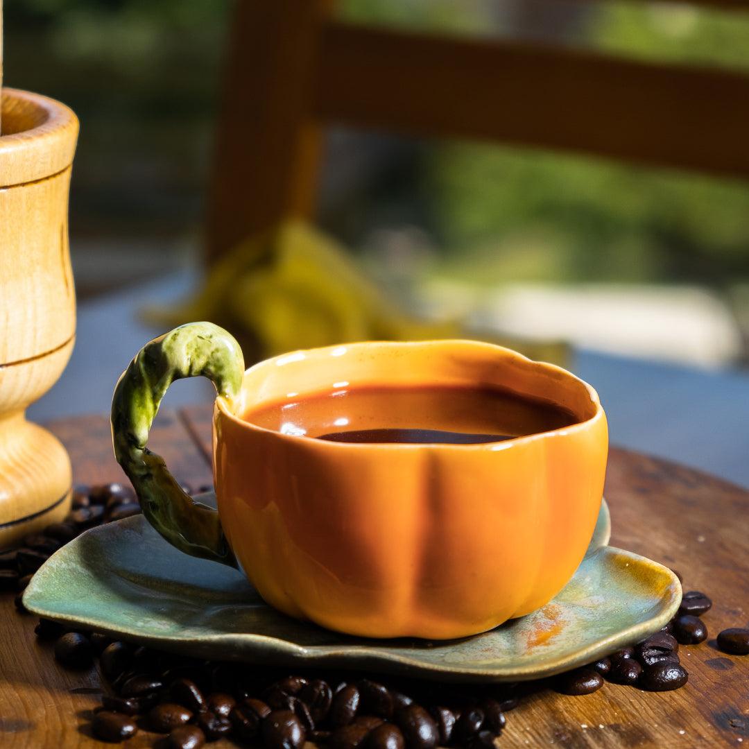 Seramik Balkabağı Kahve Fincanı - Gülsüm Sanat Evi