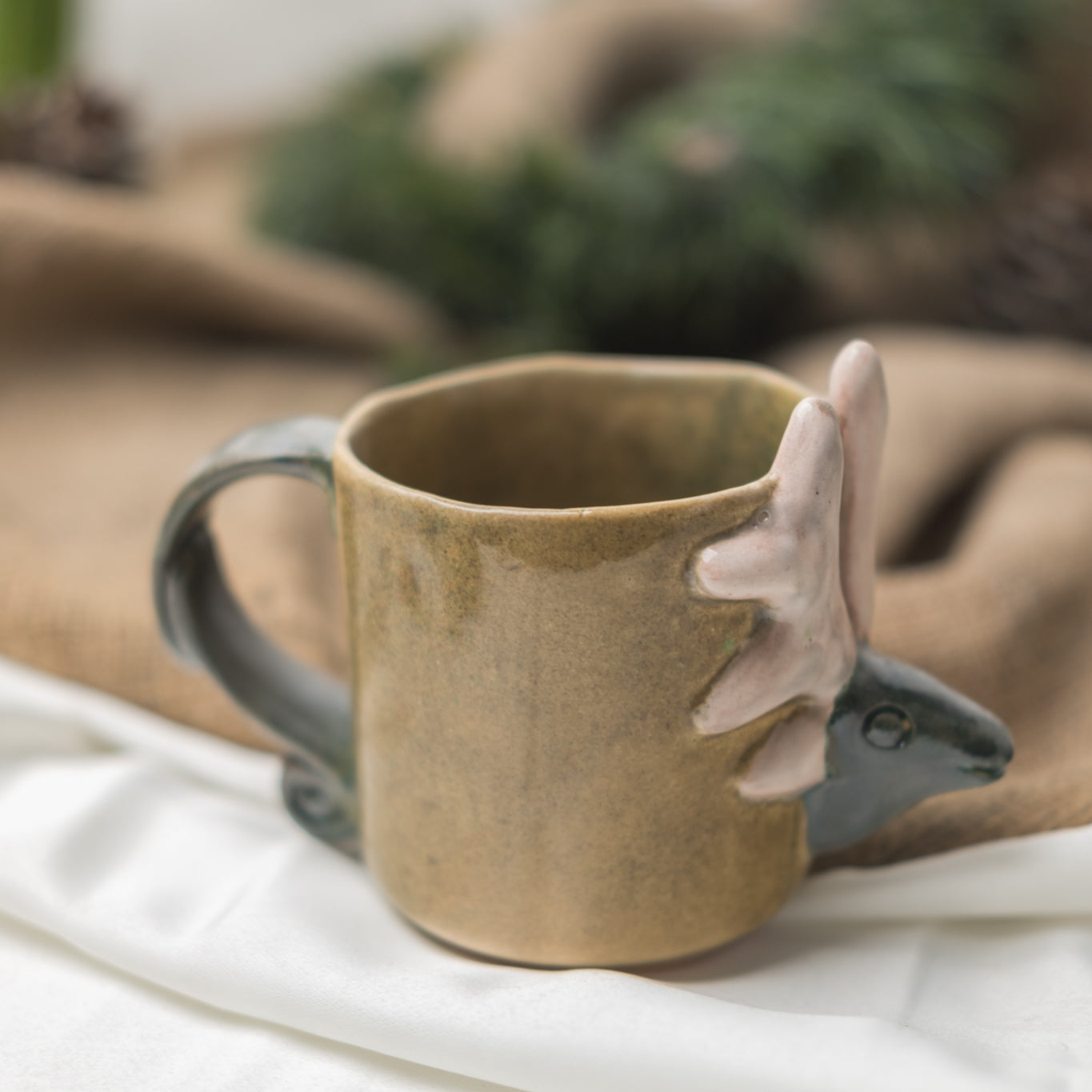 Geyik 3D Seramik Kahve Bardağı - Gülsüm Sanat Evi