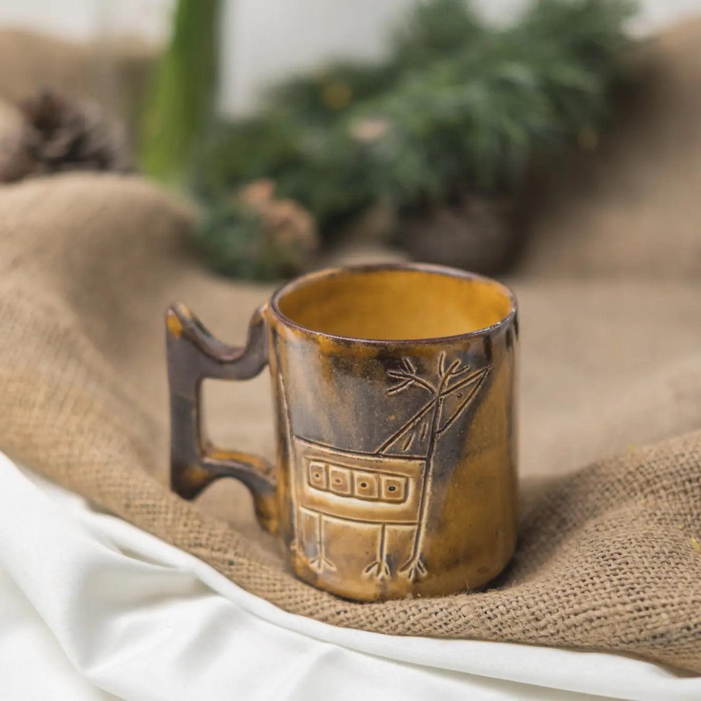 Antik Çağ Geyik Seramik Bardak - Gülsüm Sanat Evi