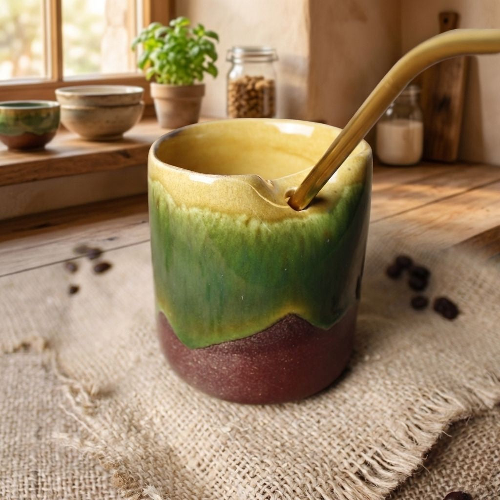 Pipetli To Go Seyahat Seramik Kupası Gülsüm Sanat Evi