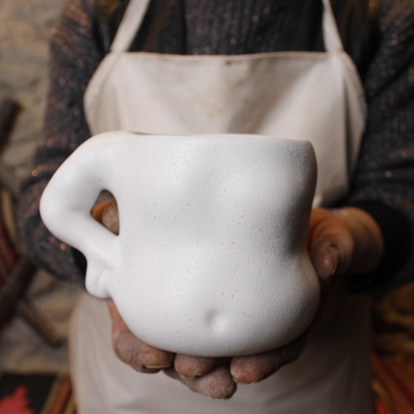 El Yapımı Göbekli Seramik Kupa 300ml - Gülsüm Sanat Evi