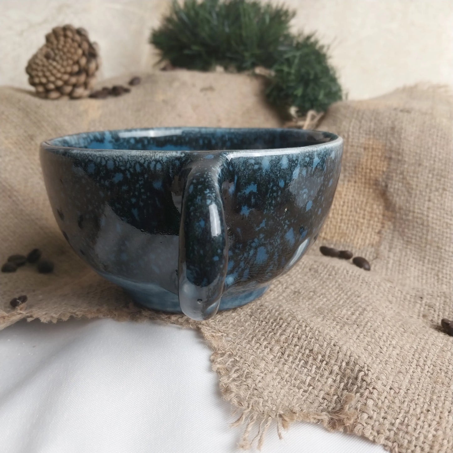 Okyanus Esintisi Latte Kahve Fincanı - Gülsüm Sanat Evi