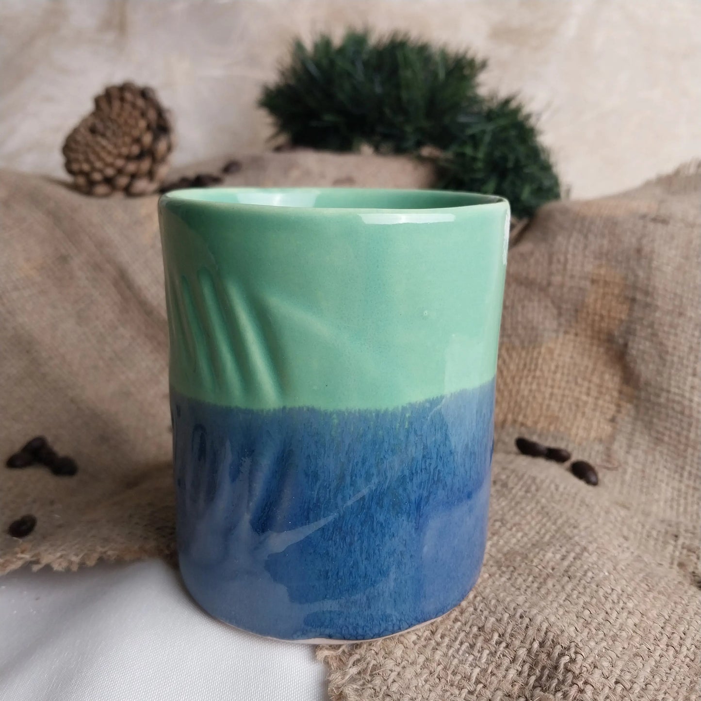 Turkuaz Balık Kahve Bardağı - Gülsüm Sanat Evi