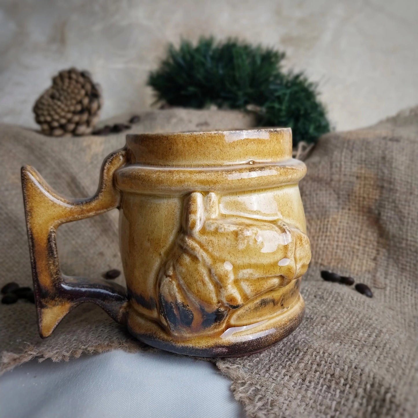Seramik Fıçı At Kahve Bardağı - Gülsüm Sanat Evi