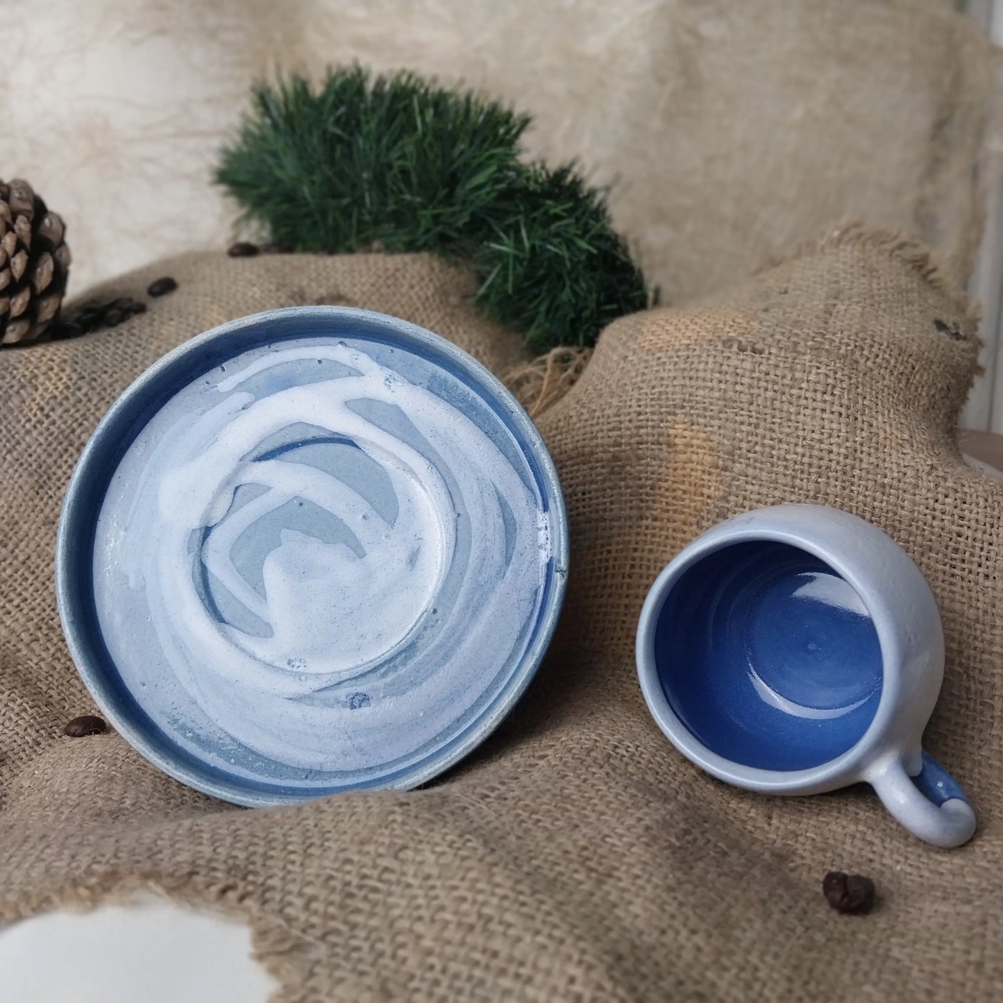 Pastel Okyanus Türk Kahve Fincanı - Gülsüm Sanat Evi