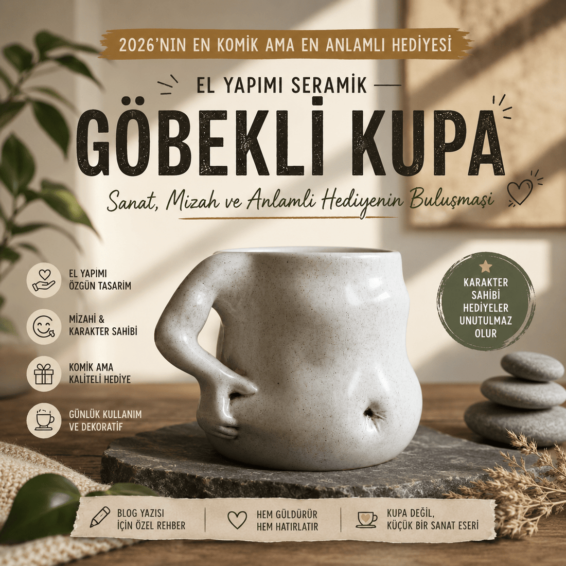 El Yapımı Seramik Göbekli Kupa: Sevdikleriniz İçin Sanatsal Bir Hediye Rehberi - Gülsüm Sanat Evi