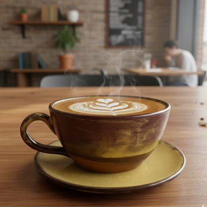 El Yapımı Seramik Latte Art Fincanı Gülsüm Sanat Evi