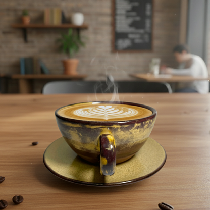 El Yapımı Seramik Latte Art Fincanı Gülsüm Sanat Evi