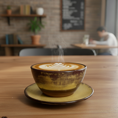 El Yapımı Seramik Latte Art Fincanı Gülsüm Sanat Evi