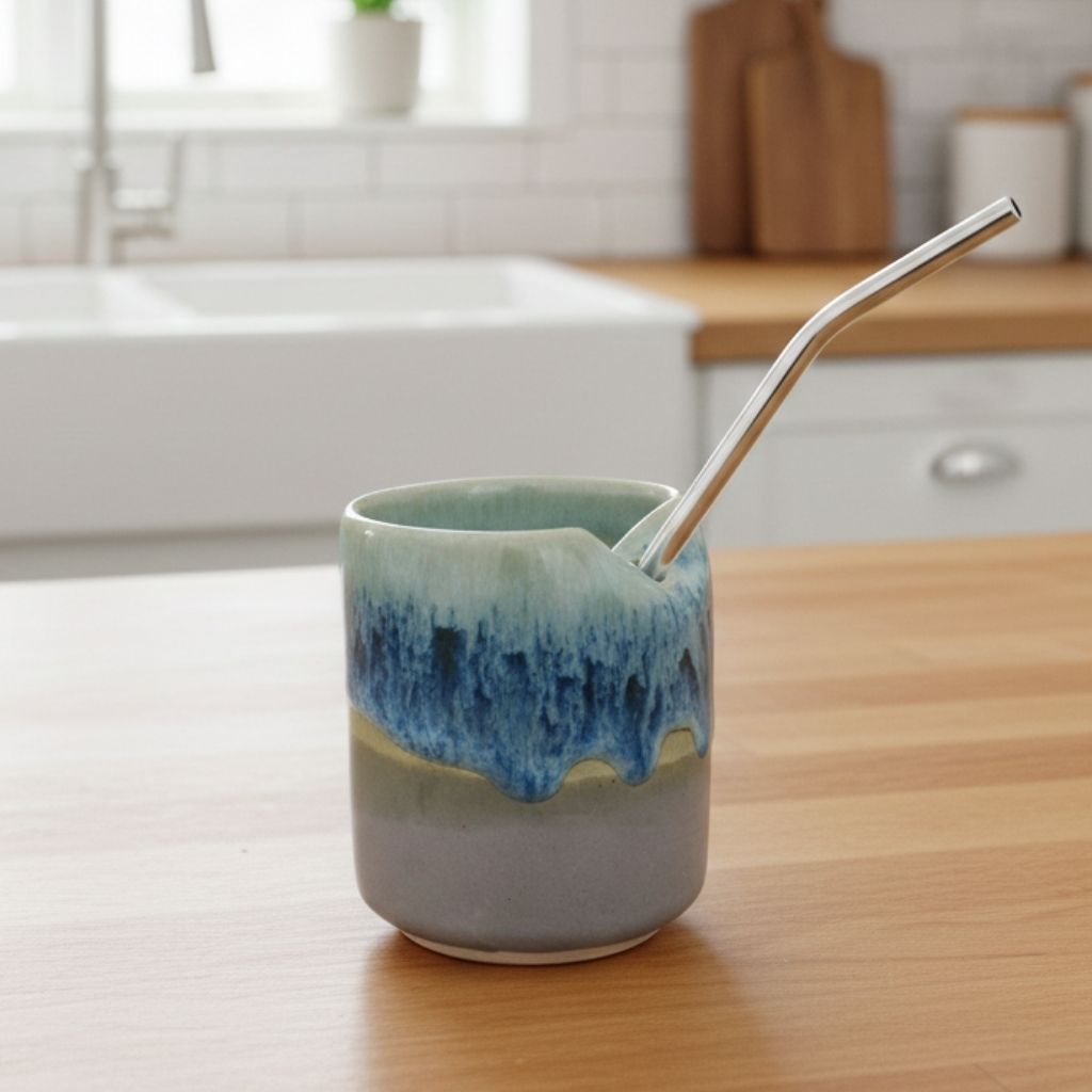 Pipetli To Go Seyahat Seramik Kupası Gülsüm Sanat Evi