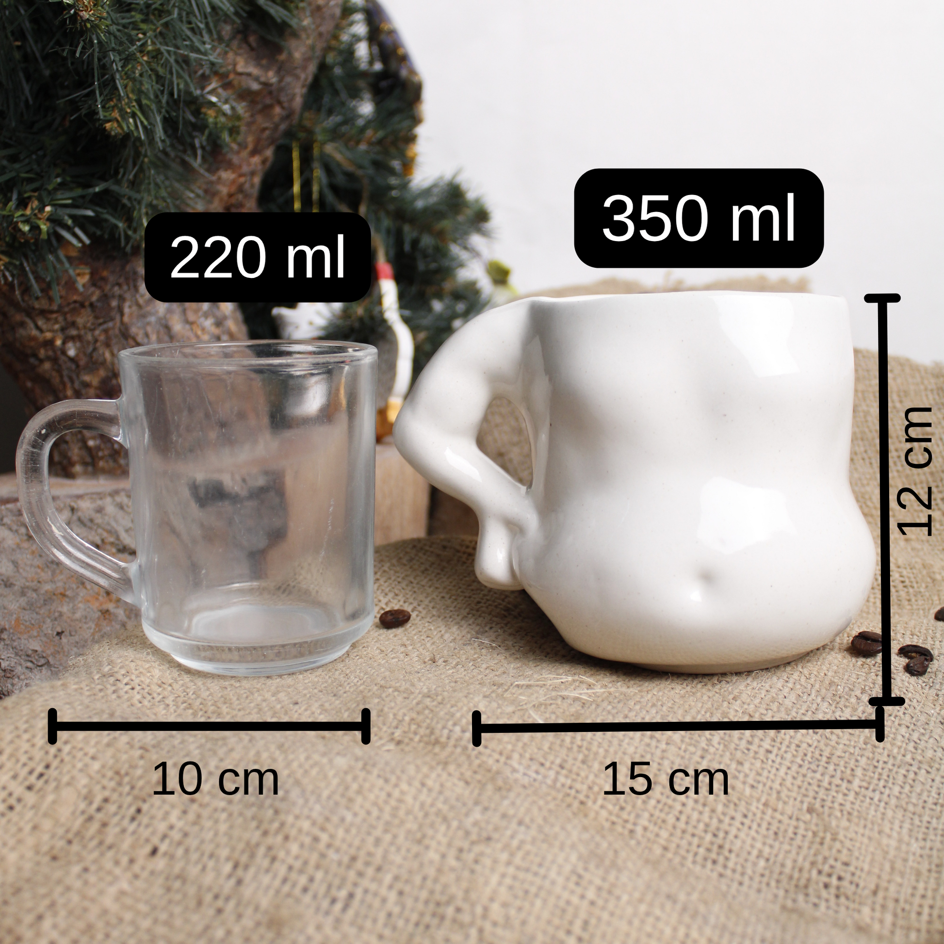 El Yapımı Göbekli Kahve Kupası 350ml Gülsüm Sanat Evi