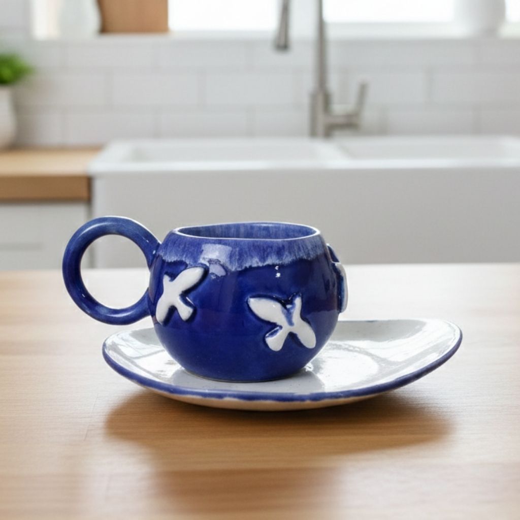 Kuş Okyanus Türk Kahve Fincanı Gülsüm Sanat Evi