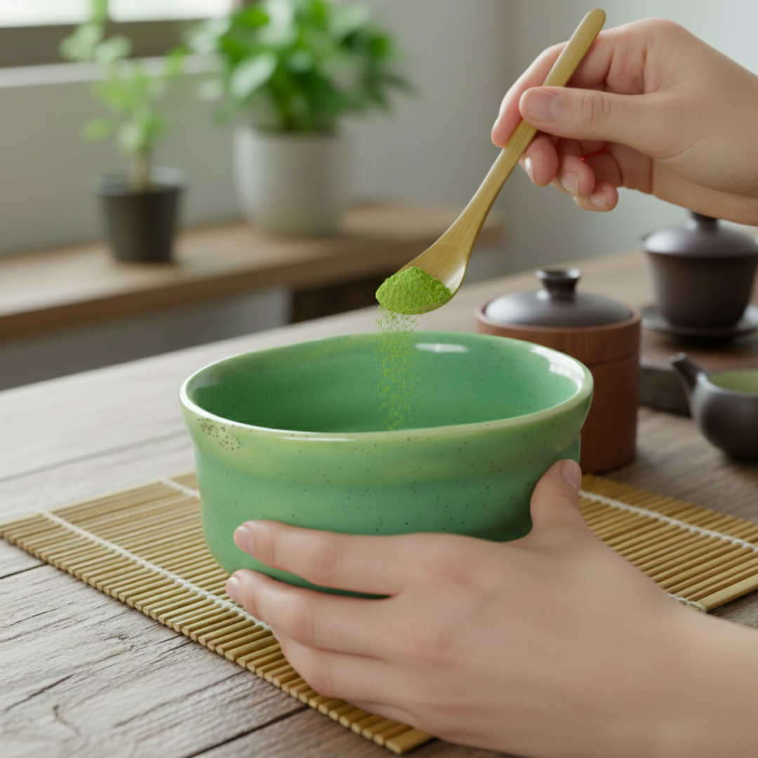 Yeşil Benekli Matcha Kasesi Gülsüm Sanat Evi
