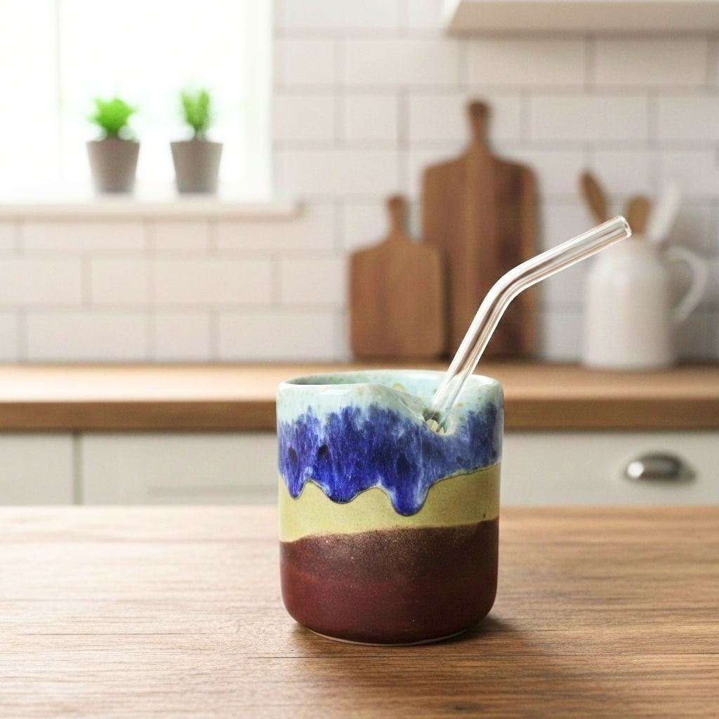 Pipetli To Go Seyahat Seramik Kupası Gülsüm Sanat Evi