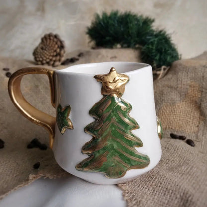 Altınyaldız Çam Ağacı Büyük Kahve Bardağı - Gülsüm Sanat Evi
