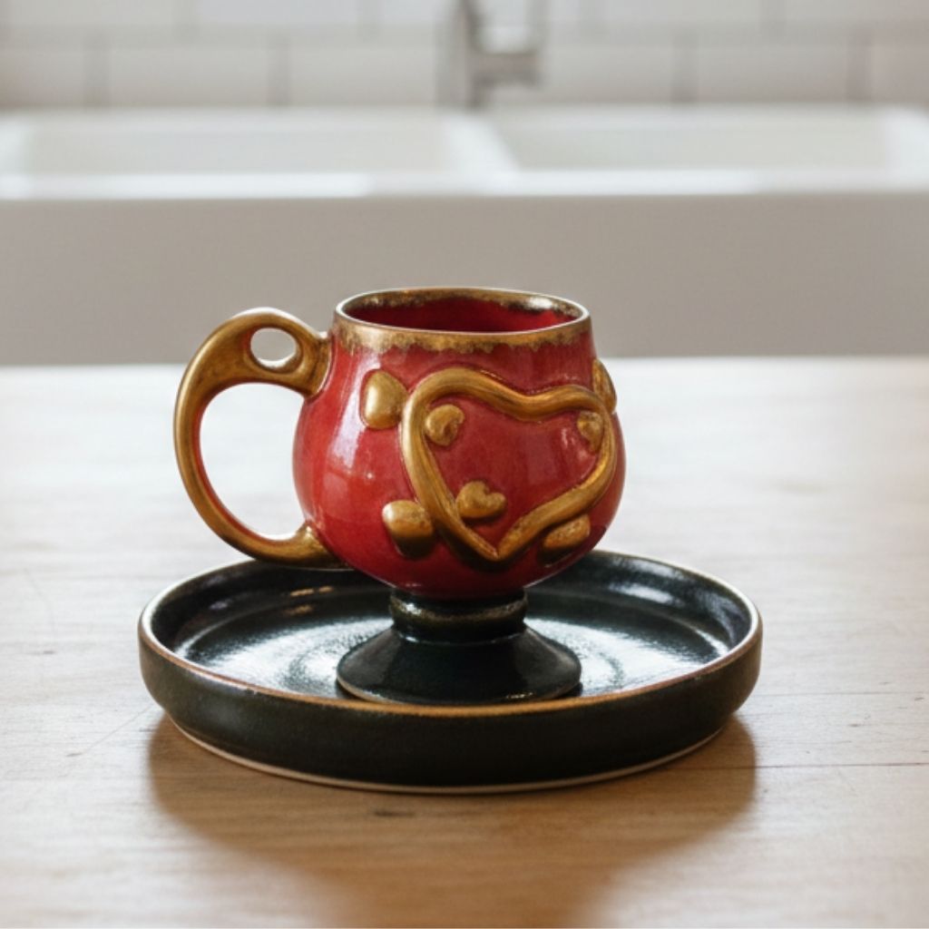 Kalpli Altınyaldız Türk Kahvesi Fincanı Gülsüm Sanat Evi