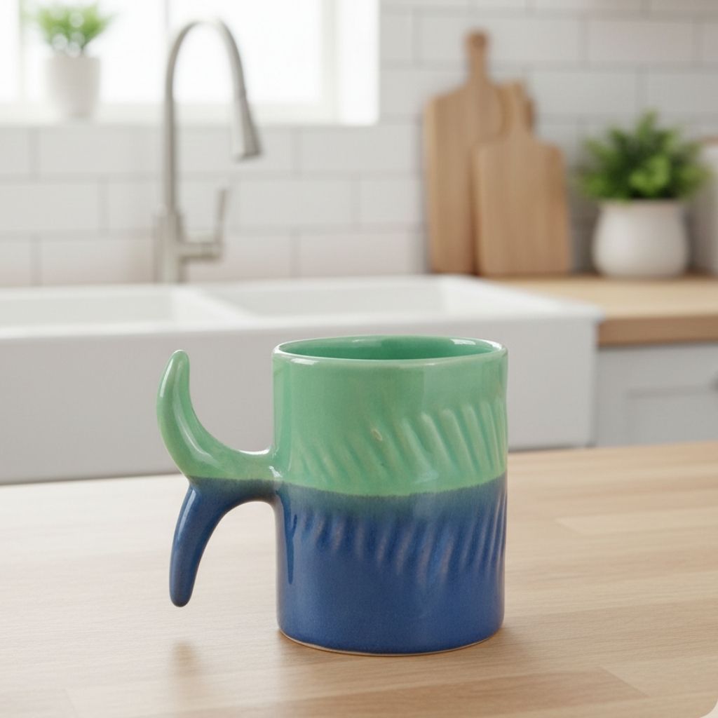 Turkuaz Balık Kahve Bardağı Gülsüm Sanat Evi