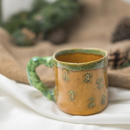 Çam Ağacı Seramik Kahve Bardağı - Gülsüm Sanat Evi