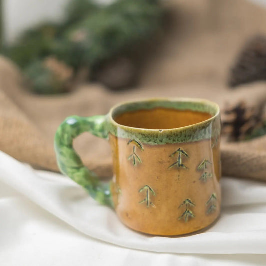 Çam Ağacı Seramik Kahve Bardağı - Gülsüm Sanat Evi