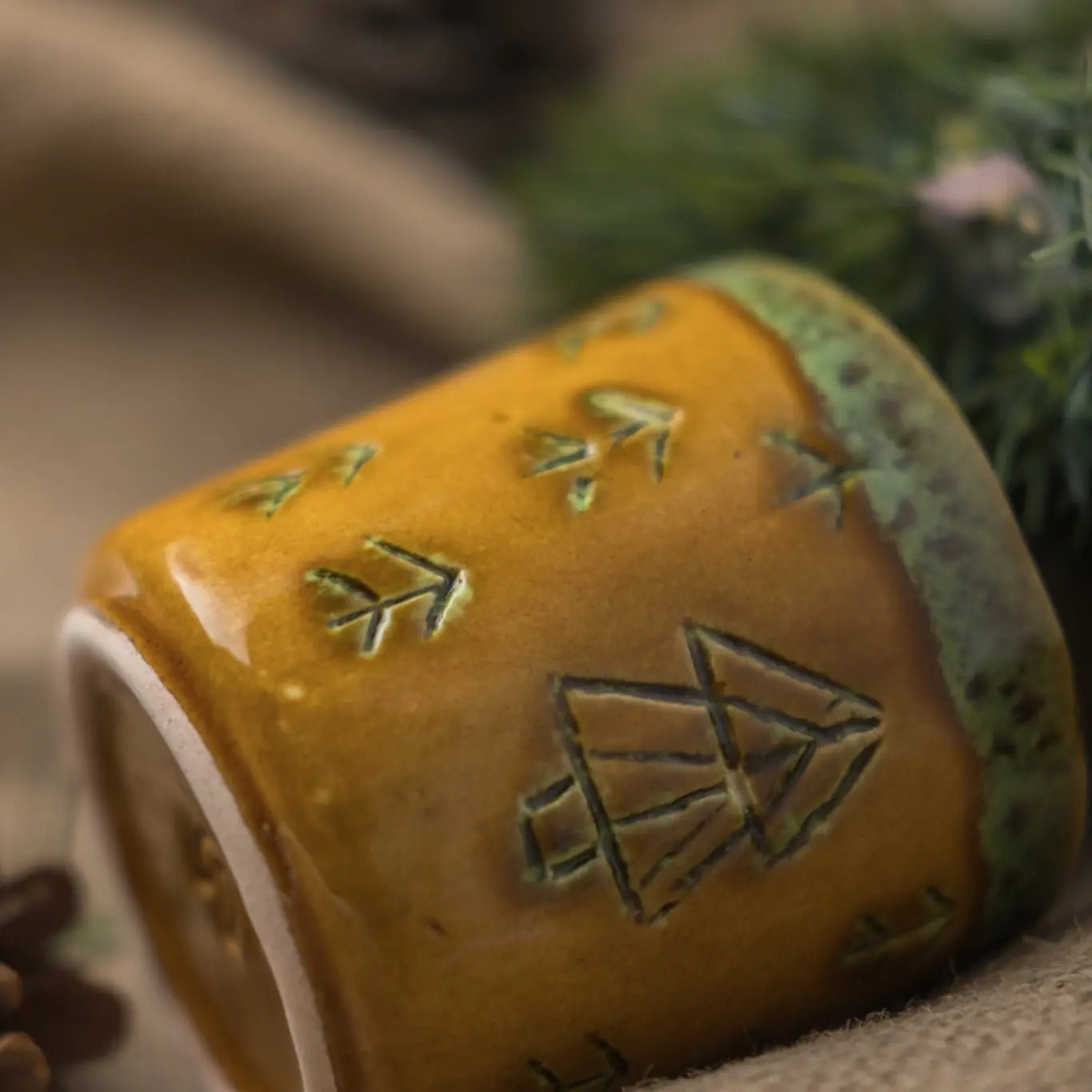 Çam Ağacı Seramik Kahve Bardağı - Gülsüm Sanat Evi