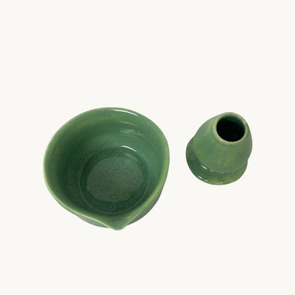 Fıstık Matcha Kase & Whisk Tutucu 2'li Set - Gülsüm Sanat Evi