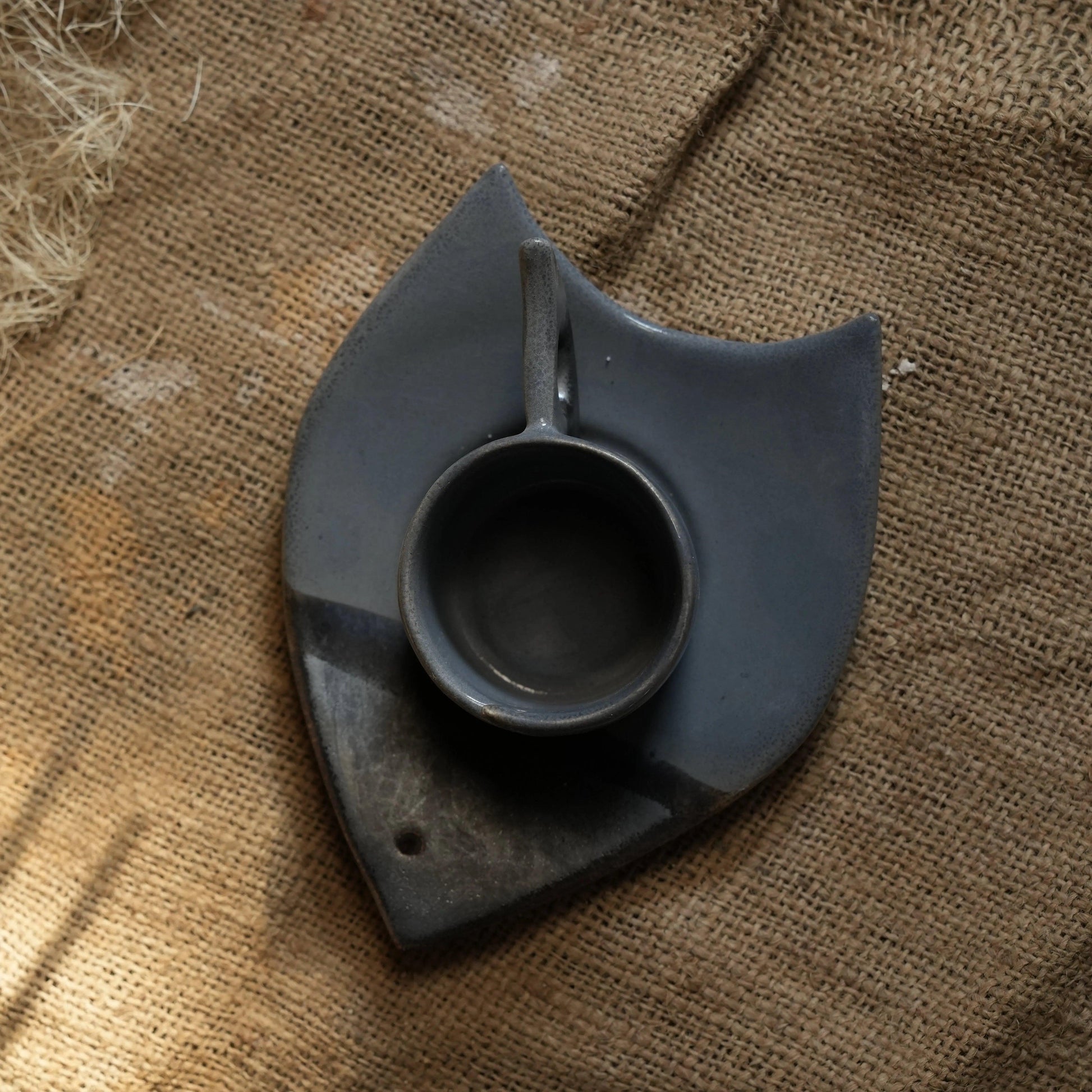 Gri Balık Türk Kahvesi Fincanı - Gülsüm Sanat Evi