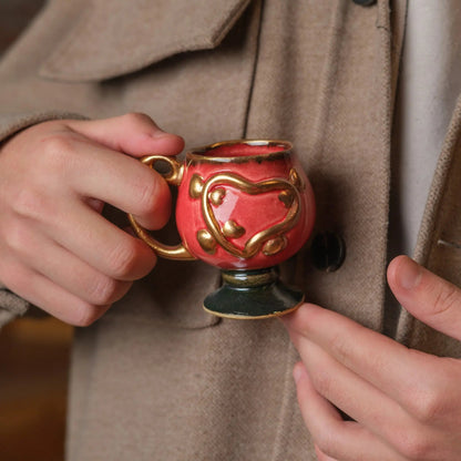 Kalpli Altınyaldız Türk Kahvesi Fincanı - Gülsüm Sanat Evi