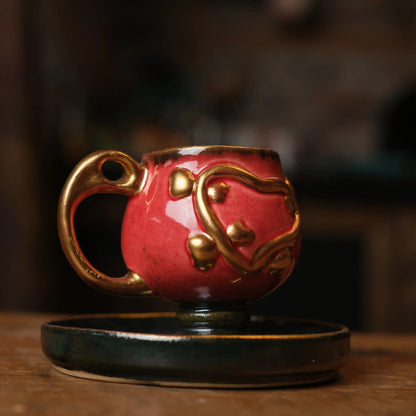 Kalpli Altınyaldız Türk Kahvesi Fincanı - Gülsüm Sanat Evi