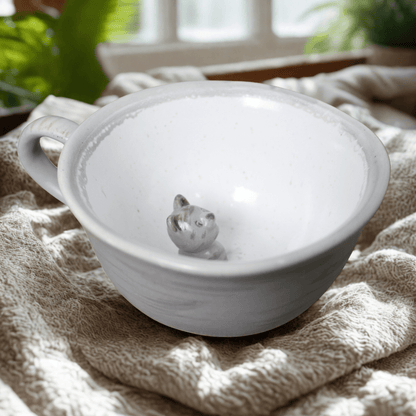 Kedi Figürlü Kahve Kupası - Gülsüm Sanat Evi