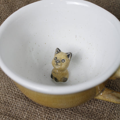 Kedi Figürlü Kahve Kupası - Gülsüm Sanat Evi