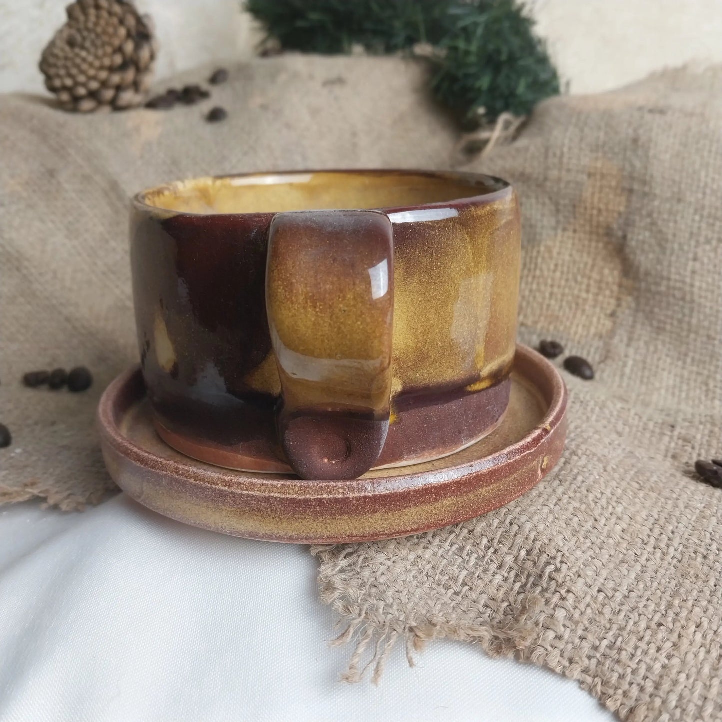 Kumsal Latte Art Oval Fincanı - Gülsüm Sanat Evi