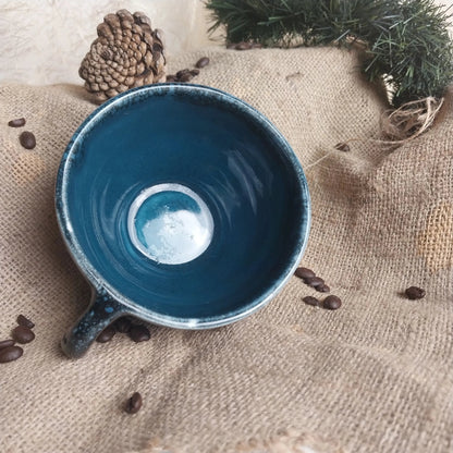 Okyanus Esintisi Latte Kahve Fincanı - Gülsüm Sanat Evi