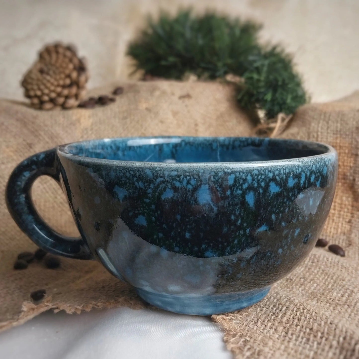 Okyanus Esintisi Latte Kahve Fincanı - Gülsüm Sanat Evi