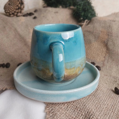 Okyanus Plaj Nescafe Kahve Fincanı - Gülsüm Sanat Evi