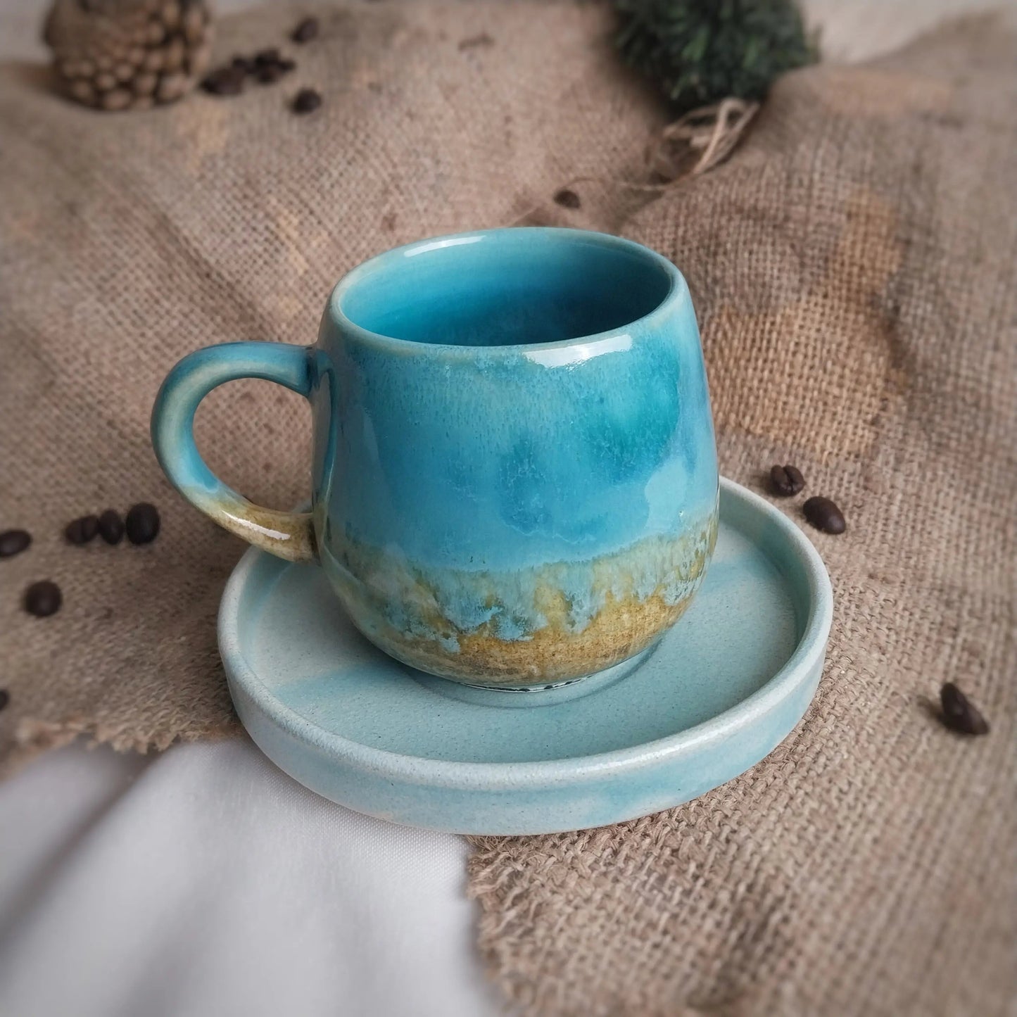 Okyanus Plaj Nescafe Kahve Fincanı - Gülsüm Sanat Evi