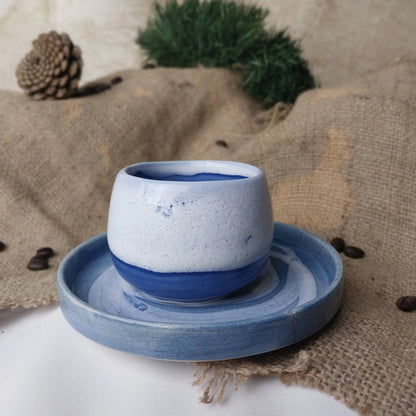 Pastel Okyanus Türk Kahve Fincanı - Gülsüm Sanat Evi