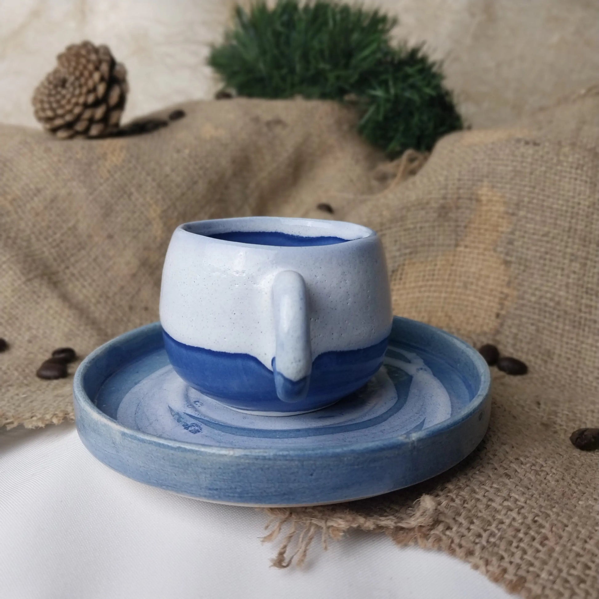Pastel Okyanus Türk Kahve Fincanı - Gülsüm Sanat Evi