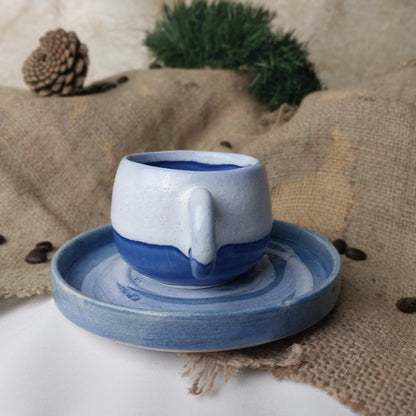 Pastel Okyanus Türk Kahve Fincanı - Gülsüm Sanat Evi