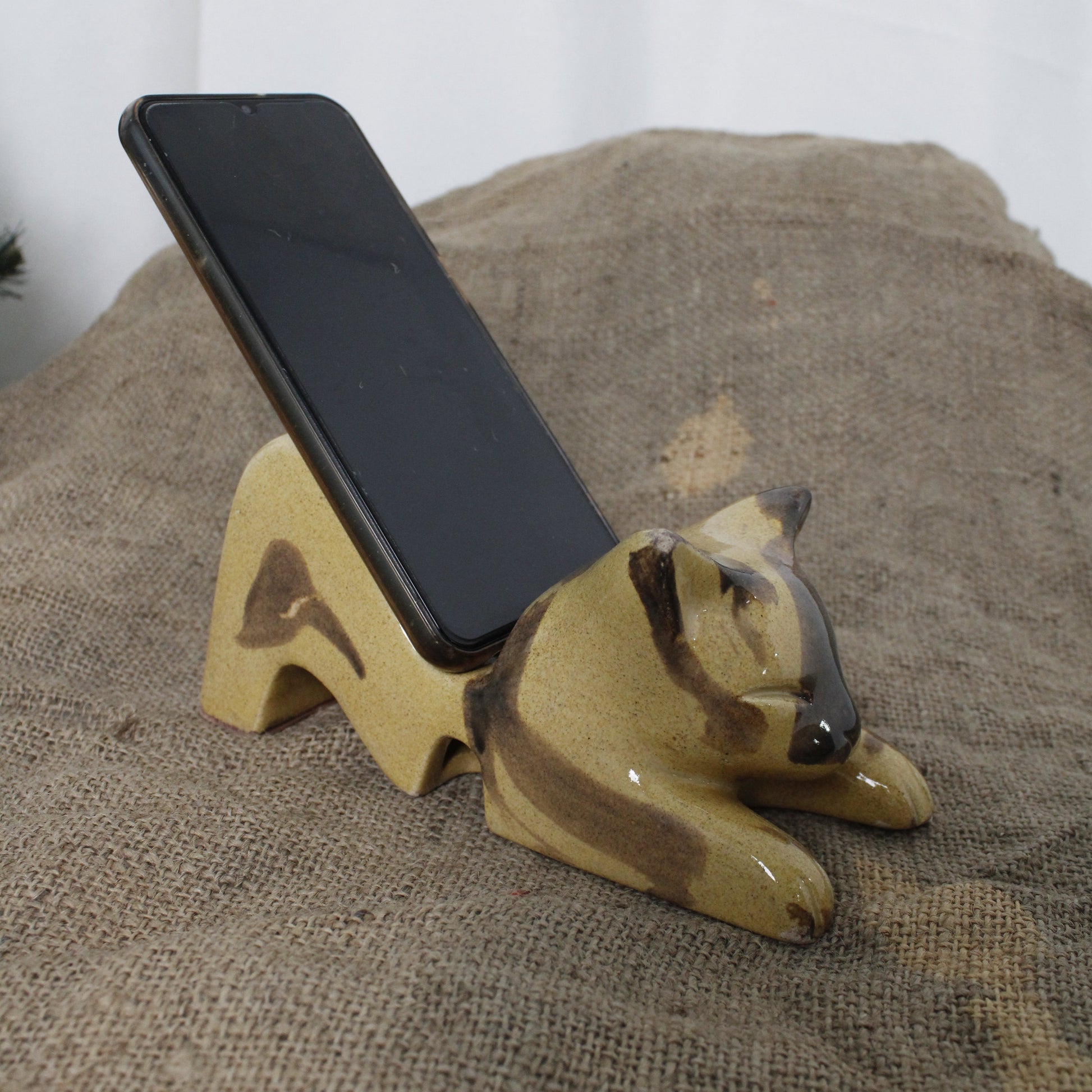 Seramik Kedi Telefon Standı Gülsüm Sanat Evi