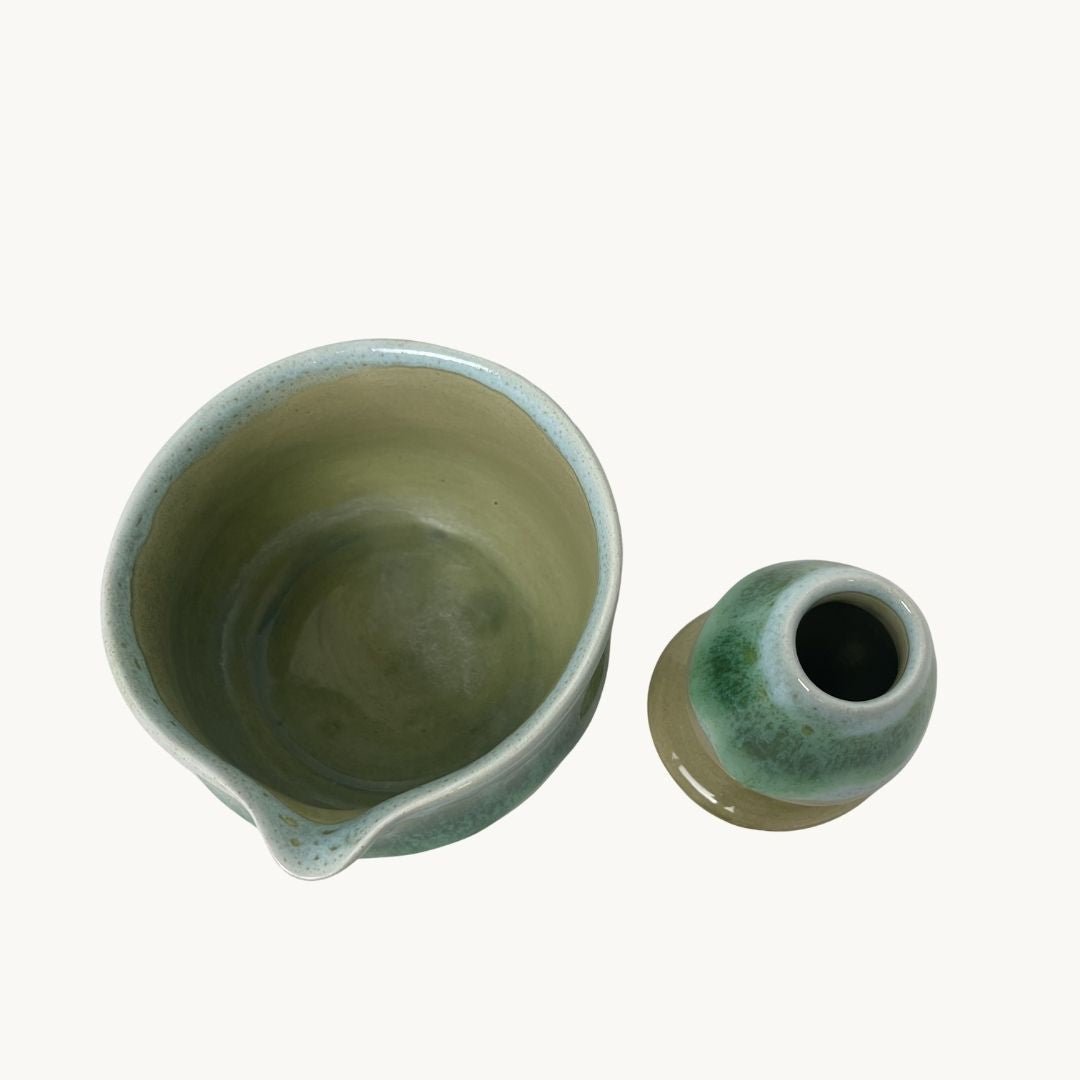 Sarmaşık Matcha Kase & Whisk Tutucu 2'li Set - Gülsüm Sanat Evi