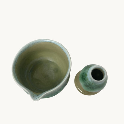 Sarmaşık Matcha Kase & Whisk Tutucu 2'li Set - Gülsüm Sanat Evi