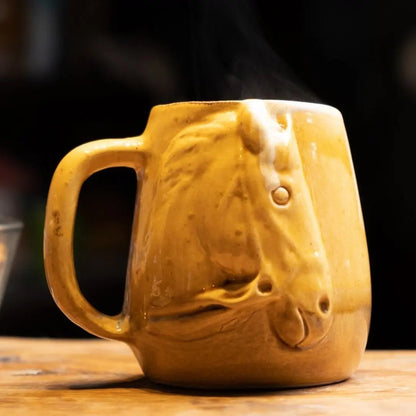 Seramik 3D At Kahve Bardağı - Gülsüm Sanat Evi