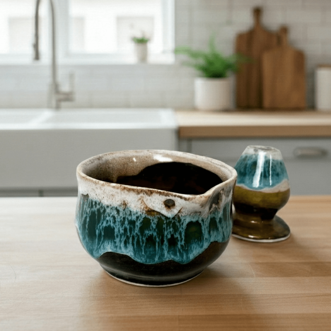 Tayfun Matcha Kase & Whisk Tutucu 2'li Set - Gülsüm Sanat Evi