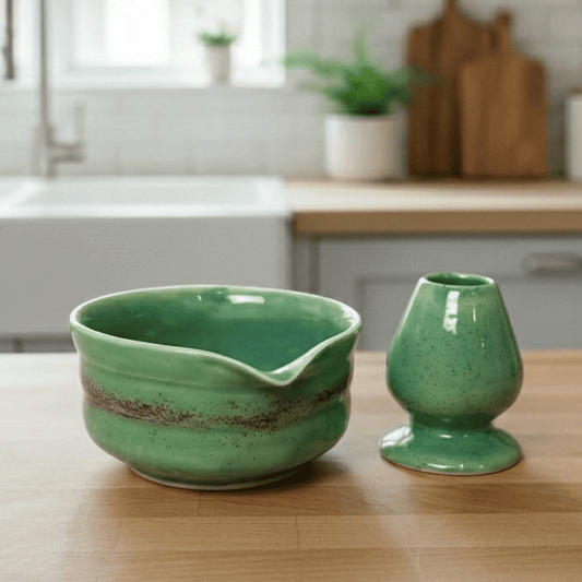 Vadi Matcha Kase & Whisk Tutucu 2'li Set - Gülsüm Sanat Evi
