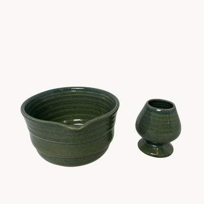 Yosun Matcha Kase & Whisk Tutucu 2'li Set - Gülsüm Sanat Evi