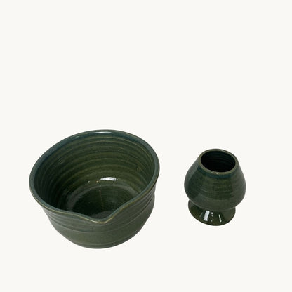 Yosun Matcha Kase & Whisk Tutucu 2'li Set - Gülsüm Sanat Evi